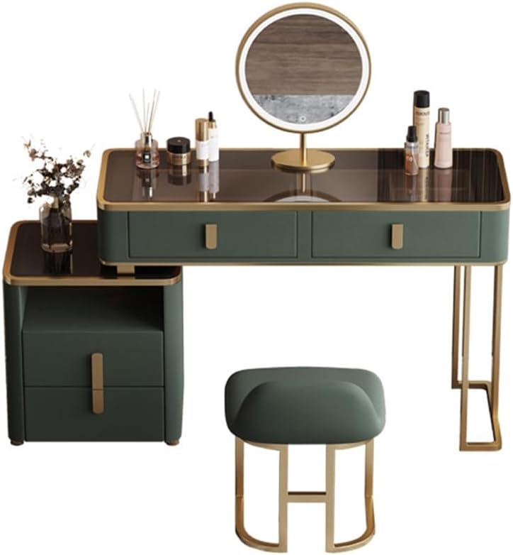 BAYCHEER Vanity Set with Lighted Mirror and Stool Modern