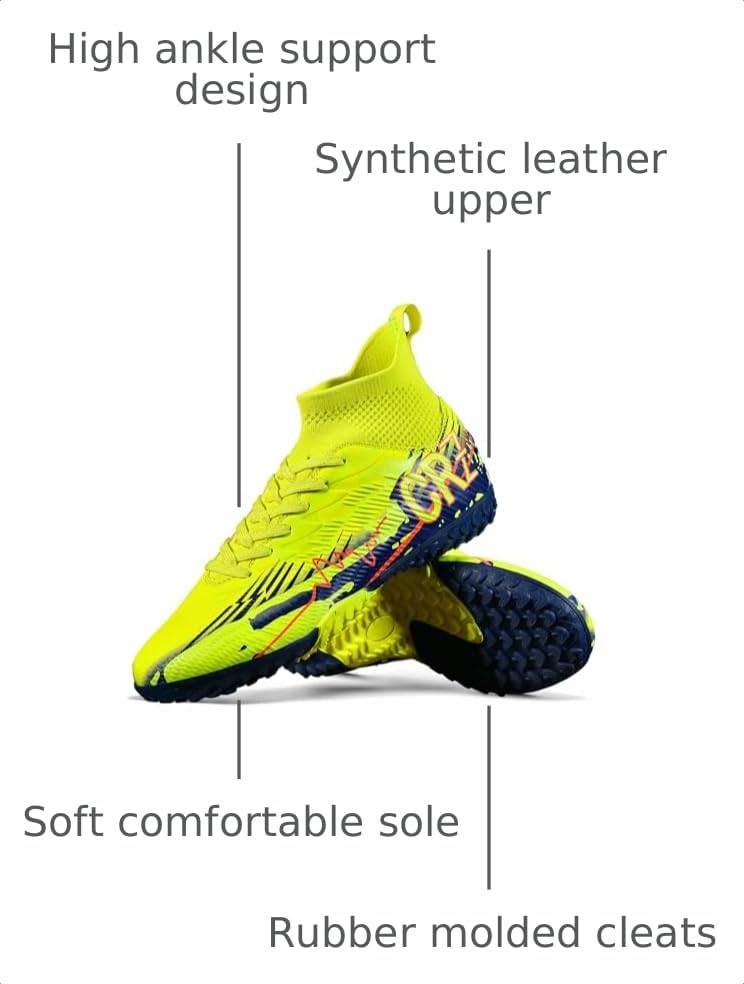 Image of Soccer Cleats for Mens Womens Indoor Turf Soccer Shoes Youth AG TF Training Football Boots Unisex