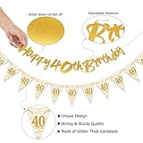 40th Birthday Decoration, Happy 40th Birthday Banner, 40 inches 40 Foil Balloons, Champagne Golden Bottle and Glass, Gold, Pink, White and Confetti Balloons, 40th Party Decorations for Women - Image 3