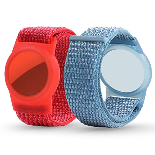 Image of AirTag Wristbands for Kids, TPU Holders with Nylon Straps, 2 Pack | 360 Full Coverage Protection, Lightweight Stretch Fit, Fits Toddlers to Seniors, AirTag Not Included