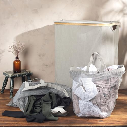 Salter LASAL30292EU7 100L Dual Laundry Hamper – Large Washing Basket with Removable Bags to Separate Laundry, Laundry Bin with Lid, Carry Handles, Easy Manoeuvrability, 54 x 33 x 65cm, Warm Harmony - Image 3