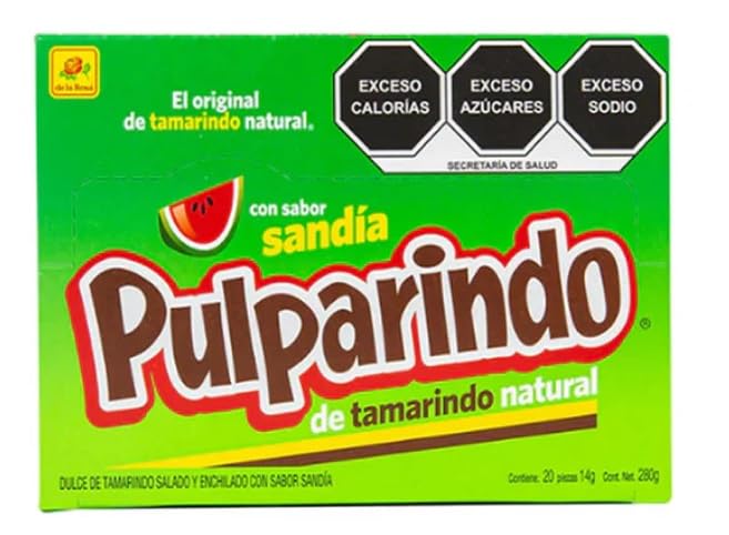 Pulparindo - Pulparindo Original Mexicano Sabor a Sandía - Boemy by De La Rosa – Chuches – Caramelos – Bocadillo de Tamarindo con Sabor a Sandía - 20 piezas 14gr.