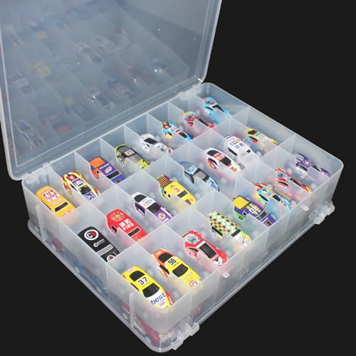 Image of 46 Grids Sewing Storage Box Double-sided Storage Organizer Portable Thread Box Storage Clear Plastic Organizer Box for Embroidery and Sewing Threads, Beads, Small Crafts