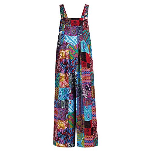 Women Summer Casual Overalls Multicolor Boho Style Sleeveless Suspender Jumpsuit With Pockets For Girls (Blue, Small) #TOP4