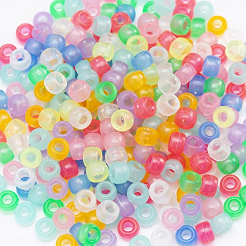 1000 Pcs Acrylic 9 Color Pony Beads 6X9Mm Bulk Glow In The Dark #TOP1