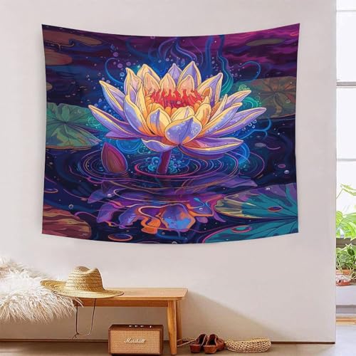 Tapisserie murale tissu fleur de lotus 3D grand format nappe decorations murales