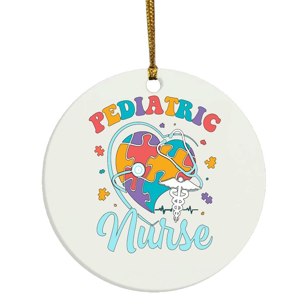 Pediatric Nurse Autism Day Love Heart Stethoscope Nursing Christmas Ornament