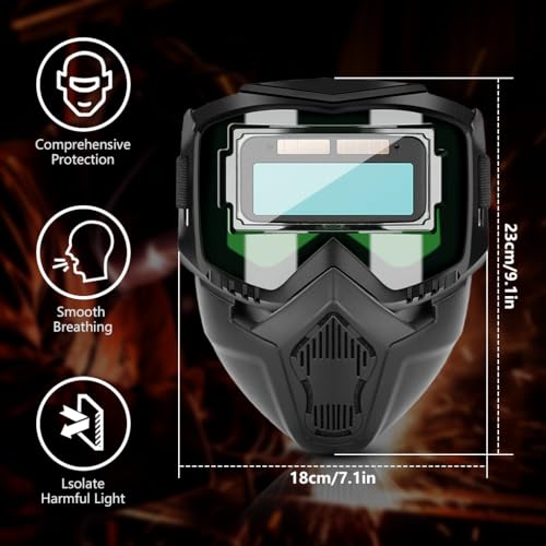 Image of Serplex 2 In 1 Welding Helmet With Auto-Darkening Welding Goggles, Includes 10 Replacement Lenses, Lightweight & Breathable PP Face Mask with Foam Eye Frame Pad, Adjustable Head Strap