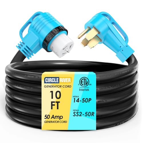 CircleRiver 50 Amp 10 Feet Generator Cord, NEMA 14-50P Male to SS2-50R