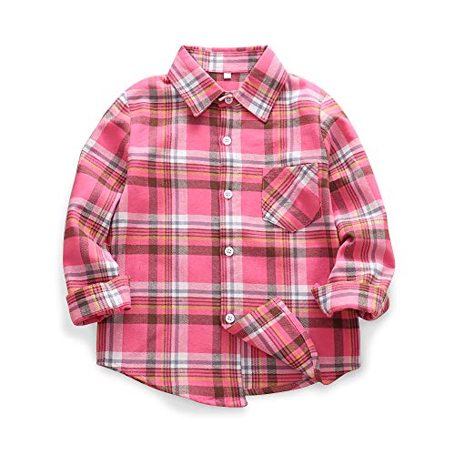 Image of Phorecys Girls' Plaid Flannel Shirt Long Sleeve Button Down Buffalo Checkered Shirt 2T-10 Years