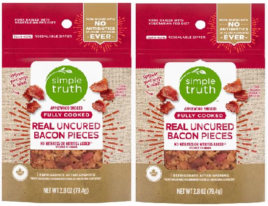 Salad Topping Fully Cooked Real Uncured Bacon Pieces Applewood Smoked (2 bags, 2.8 oz. each)