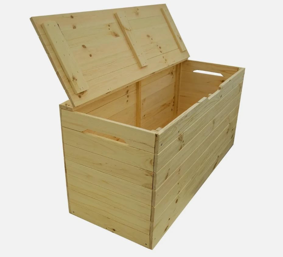 Generisch Gartenbox Holzkiste Auflagenbox Gartentruhe Unbehandeltes Holz Natur 100/75 cm (88 l)