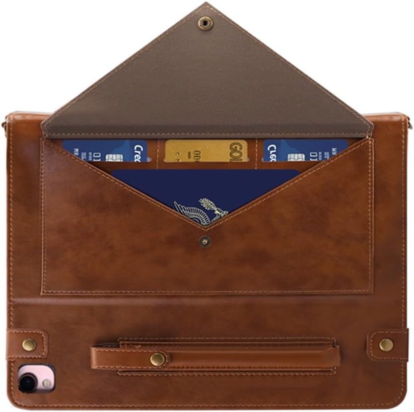 for iPad 9th/8th/7th Generation Crossbody Handbag Stand Case with Pencil Holder/Pockets [Shoulder Strap/Hand Strap] Magnetic Wallet Envelope Cover for iPad 10.2 inch 2021/2020/2019, Coffee