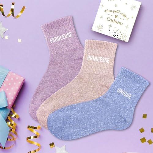 Chaussettes paillettes Fabuleuse coffret trio style urbain - 4