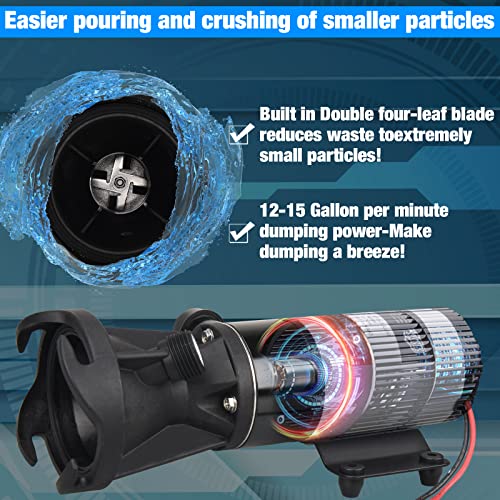 Macerator Pump for RV Water Pump 12v, 12GPM Quick Self-Priming Sewage Chopper Pump with Portable Storage Dump Buddy RV Waste Management Device Kit Waste Water Pump (RV Pump)