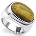 KONOV Mens Stainless Steel Ring, Classic Tiger Eye Band, Size 10