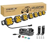 RIGIDON Außen alu led lichtleiste mit 12V DT kabelbaum kit, 47 Zoll 118 cm 210W 17500LM, Gelb offroad beleuchtung für Auto ATV LKW KFZ Fahrzeuge 4x4, led nebelscheinwerfer, arbeitsscheinwerfer
