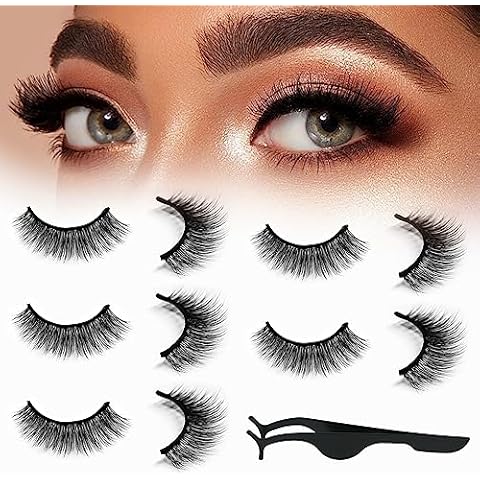 Reusable False Eyelashes Natural Look, Self Sticking No Glue Lashes for Women, Self Adhesive Eyelashes 5 Pairs, Long Cover