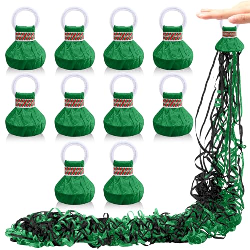 WinnerWhy 10 Pack Graduation No Mess Confetti Poppers Poppers Colorful Hand Throw Streamers Confetti Streamer for Anniversary Celebrations Wedding Birthday Graduation Party Favor(Green)