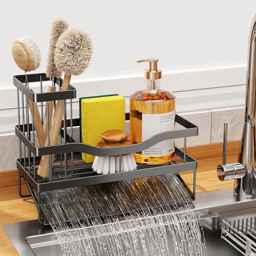 Sponge Holder for Kitchen Sink, Mecyfaty Sink Caddy with Self Dra...