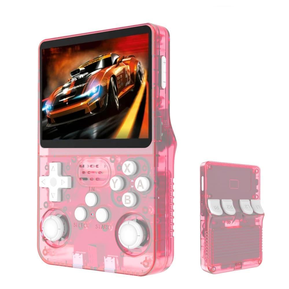 R36 PRO Handheld Retro Game Console with 20000 Built in Games - Double Memory Chip for Enhanced Performance (PINK)