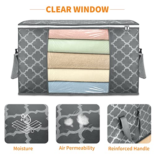 Clothes Storage Bags, Storage Organizer with Durable Handles for Closet Organization, Comforter, Blankets, Bedding and Toys 90 L Large - 2 Pack - Thumbnail 4