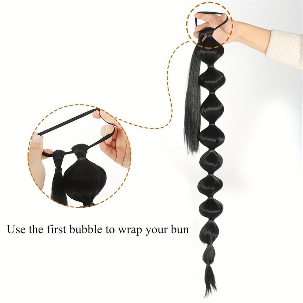 Cola de caballo trenzada de 30 pulgadas de largo con corbata, cola de caballo recta envuelta, postizo sintético suave natural para mujeres en la vida cotidiana para el uso diario(2)