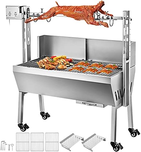 Large Electric Rotisserie Grill, Height Adjustable Spit Roaster 985x400mm for Hog & Lamb, Perfect for Outdoor Picnics, BBQ Parties, and Family Gatherings