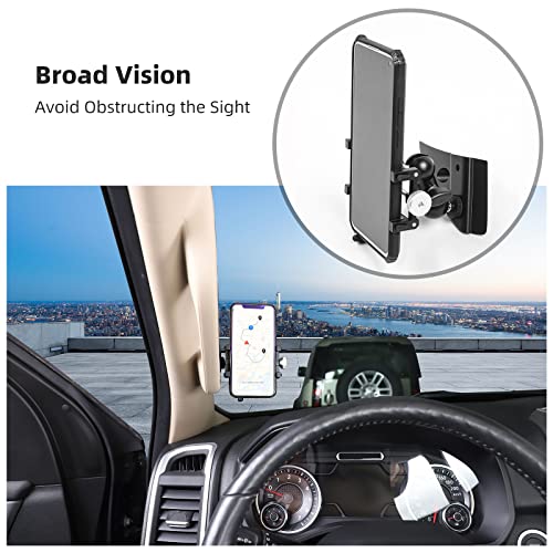 Image of JeCar Phone Holder for Dodge Ram 1500 2018 2019 2020 2021 2022 2023 2024 2025 A-Pillar Phone Mount Accessories (Aluminum Alloy)