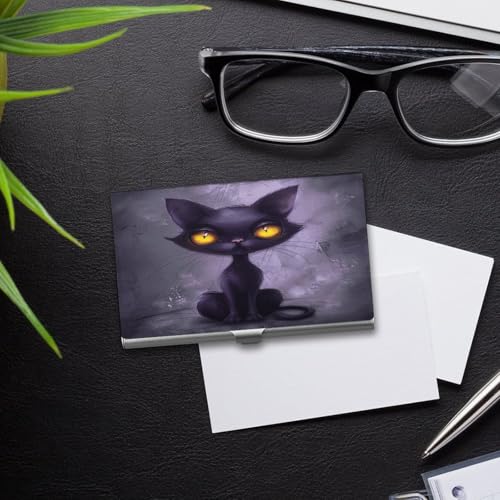 Porte-cartes de visite en métal chat : cadeau original