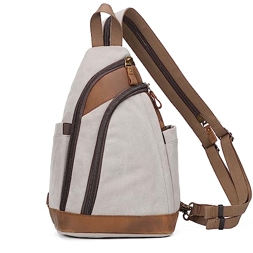 Image of Canvas Sling Bag - Crossbody Backpack Shoulder Daypack Rucksack for Men Women Outdoor Cycling Hiking Travel