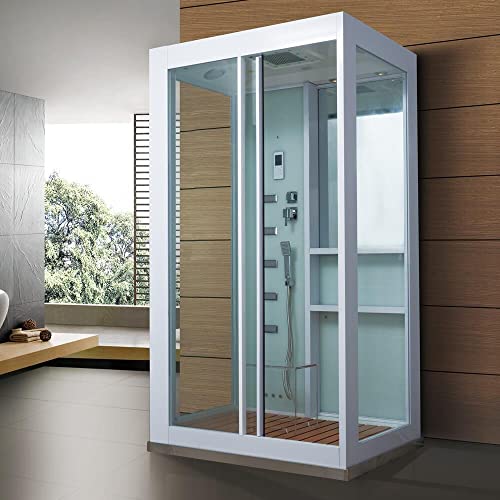 Home Deluxe- Dampfdusche- White Luxory XL- Maße: 120 x 90 x 220 cm- inkl. komplettem Zubehör und Sitzgelegenheit aus Acrylglas