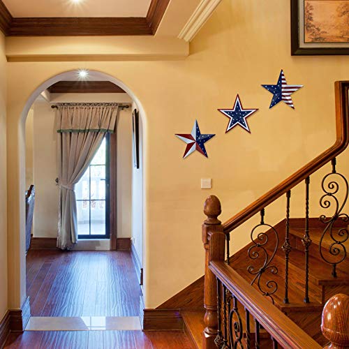 Metal-Barn-Star-Art-American-Flag-Patriotic-9-Inch-Star-Wall-Decoration-Wall-Mount-3D-Barn-Star-Decor-July-of-4th-Decoration-Set-of-3 Metal Barn Star Art American Flag Patriotic 9 Inch Star Wall Decoration Wall Mount 3D Barn Star Decor July of 4th Decoration Set of 3