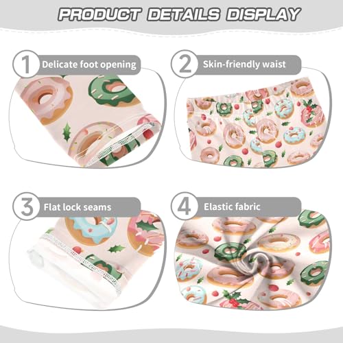 Girls' Athletic Leggings Ankle Length Yoga Dance Pants Kids Teen 4T Christmas Donuts3