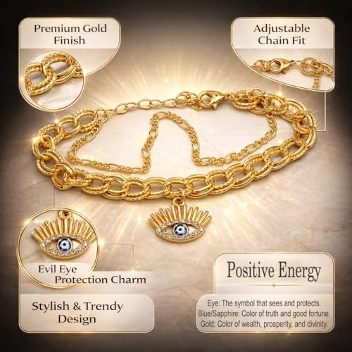 Image of CraftVatika Evil Eye Blue Bracelet for Women Daily Use, Infinity Shape Cubic Zirconia Diamond Bracelet for Women Jewelry for Gift, Adjustable Charm Bracelet Aesthetic Accessories Jewellery friendship