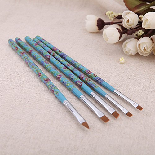 equipamentos de nail art,5pcs Nail Art madeira UV Gel salão Pen escova plana Kit pontilham a ferrame