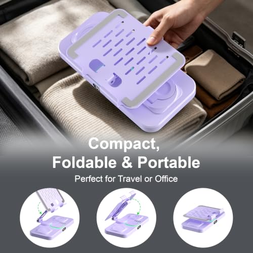 Image of 6 in 1 Charging Station for Samsung Multiple Devices, Foldable Wired Charging Stand for iPad /Tab with Clock & Light, Charger for S26 /S25 Ultra /Z Fold 7 & Buds, Only for Galaxy Watch(Purple)