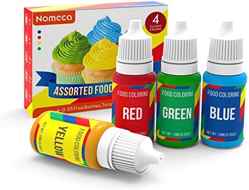 Nomeca Food Coloring, 4 Colors Vibrant Liquid Food Colors