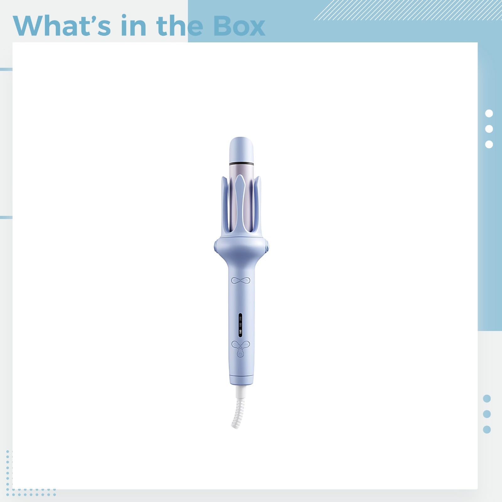 2-in-1 Automatischer Lockenstab, 1 1/4 Zoll, Signalton und taktile Oberfläche, Anti-Verheddern, 3 Temperaturstufen, 60 Min Abschaltautomatik, LCD-Display, für alle Haartypen, Himmelblau