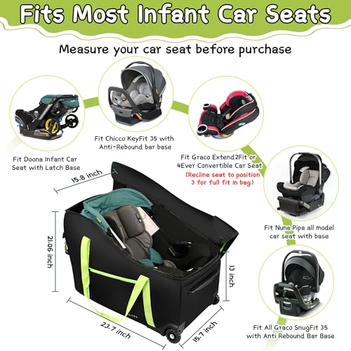Image of SCTEL Baby Car Seat Travel Bag Fit Chicco Keyfit 35 and Anti-rebound Bar Base, Doona Car Seat Stroller and Base, Nuna Pipa Travel Bag, Infant Car Seat Bags for Air Travel, Doona Travel Bag