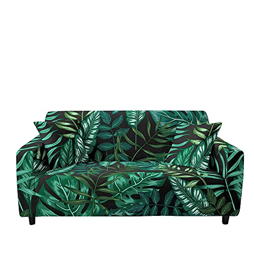 Fansushop Stretch Sofabezug Antirutsch Sofaüberwürfe mit Armlehnen, 3D Pflanzenblatt-Serie Ecksofa L Form Sofa/Couchbezug/Sesselbezug für Wohnzimmer Wohnkultur (Tropische Pflanzen,1 Sitzer(90-140cm)) Cover