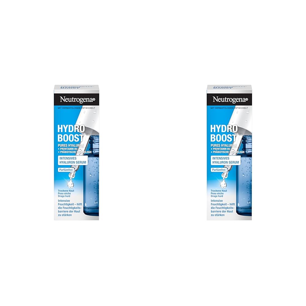 Neutrogena Hydro Boost Hyaluron Konzentrat (15ml), Gesichtspflege Mit 2 Formen Von Hyaluronsäure, Provitamin B5 & Präbiotischer Technologie, Spendet Intensive Feuchtigkeit (Packung mit 2)