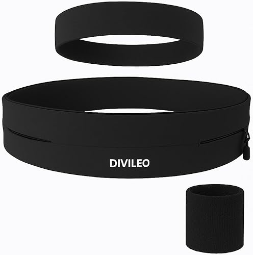 Juego de cinturón reflectante para correr, riñonera resistente al sudor para mujeres y hombres con banda para el sudor y pulsera, bolsa de cintura