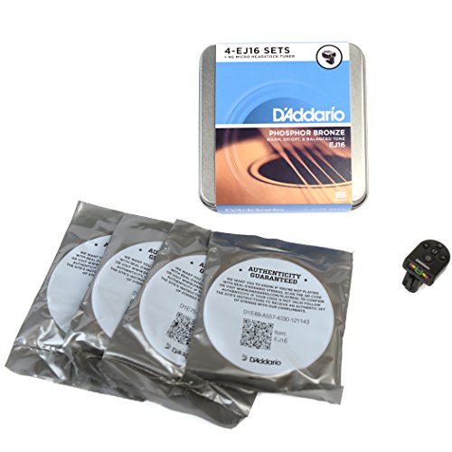 D’Addario DA-AZ04 Pack de 4 jeux de cordes pour Guitare acoustique EJ16 + Accordeur à pince NS Micro - Les Beatles, Paul McCartney, John Lennon, RIngo Starr, George Harrison D'Addario DA-AZ04 Pack de 4 jeux de cordes pour Guitare acoustique EJ16 + Accordeur à pince NS Micro – Image 3