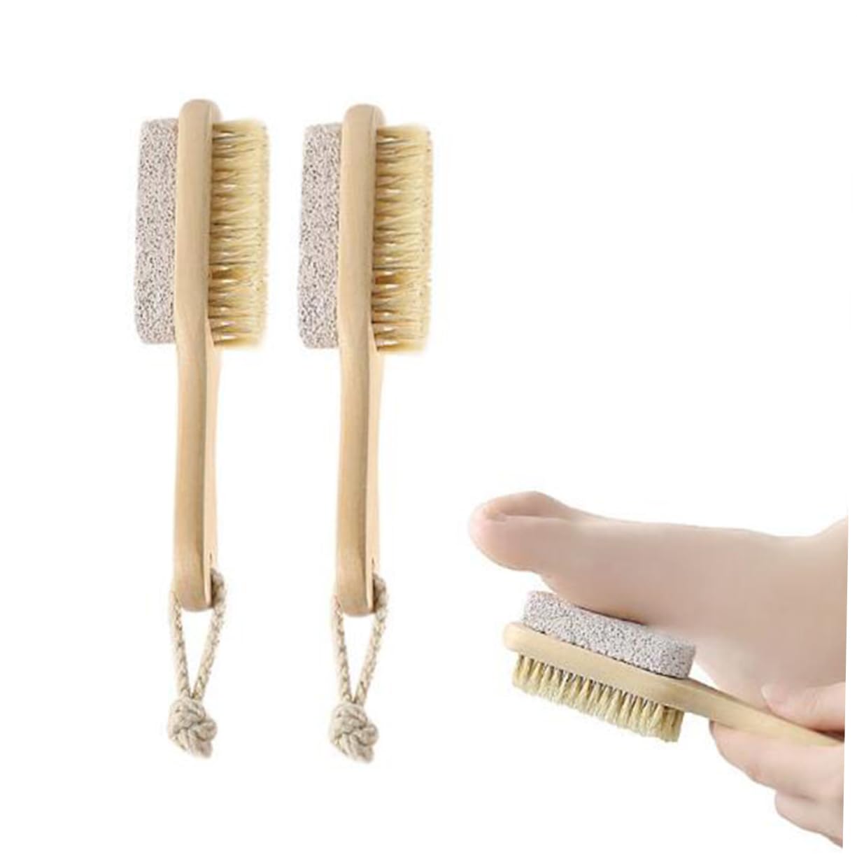 AUTSUPPL Double Sided Foot File Pumice Stone Remover Pig Bristle Brush Scraper Pedicure Tool