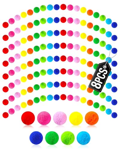 8Pack 52.5 Feet Colorful Christmas Pom Pom Garland Decorations, 30...