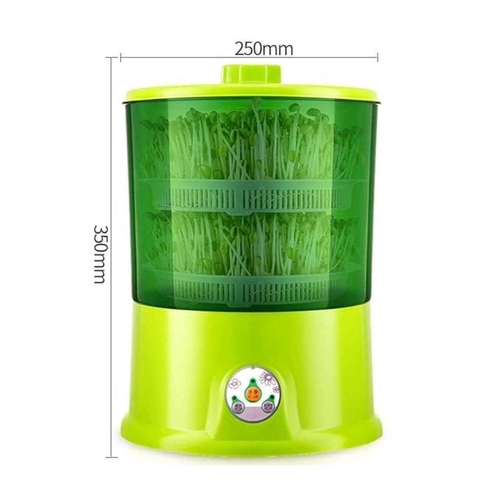 Máquina de brotes de frijol, sistema de cultivo de 2 capas con placa de presión, riego automático de 360°, modo de siembra de 4 estaciones para cultivar brotes de frijol fresco