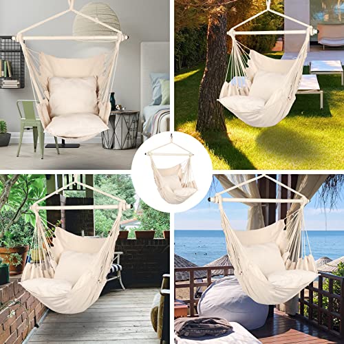 Highwild Hammock Chair Hanging Rope Swing - Max 500 Lbs - 2 Cushions Included - Steel Spreader Bar With Anti-Slip Rings - For Any Indoor Or Outdoor Spaces  thumb #6