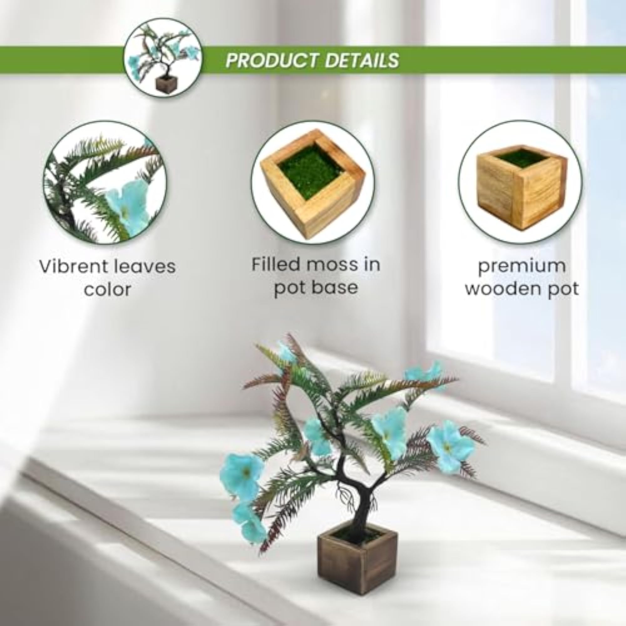 Artificial Flower Tree Bonsai with Wooden Pot for Home Decor