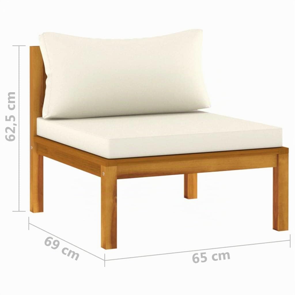 Canapé de jardin 3 places et coussin crème Bois d acacia massif
